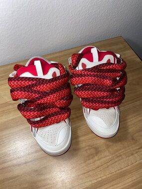 Lanvin Curb Sneakers “White Red”